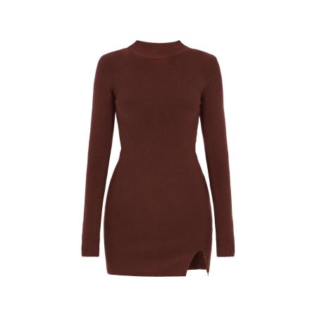 IDONY IDONY Jurk kastanjebruin