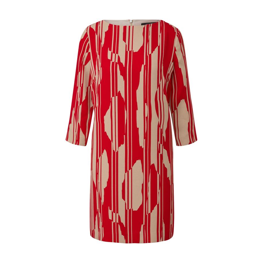 Comma COMMA Jurk beige / rood -