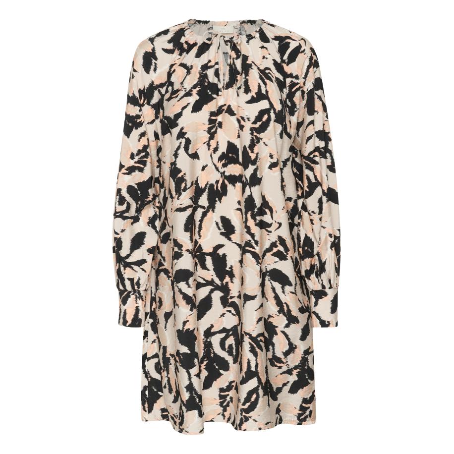 Kaffe Kaffe Jurk Paco beige / taupe / zwart / wit -