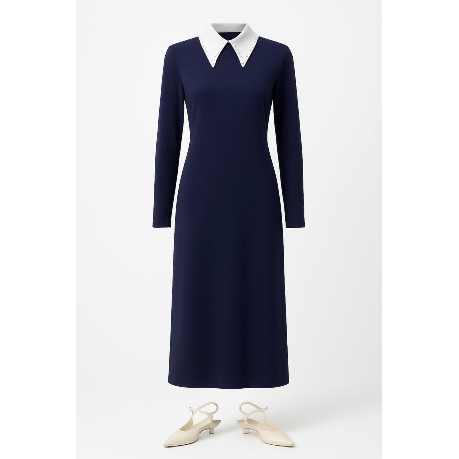 Touche Prive Touche Prive Jurk marine / wit -