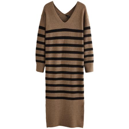Next Next Gebreide jurk bruin / zwart