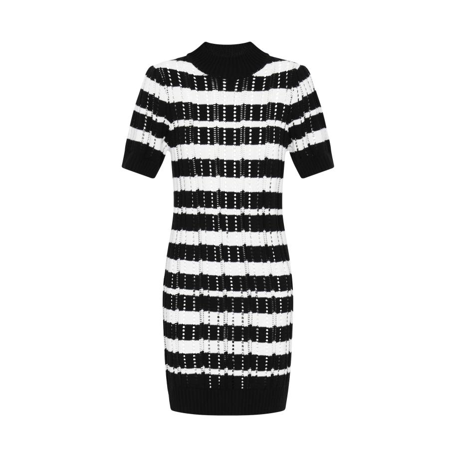 IZIA IZIA Gebreide jurk Boho zwart / wit -