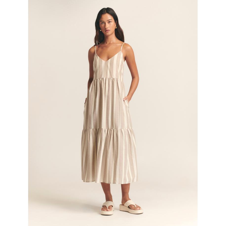 St MRLO St MRLO Jurk Phi Phi beige / wit -