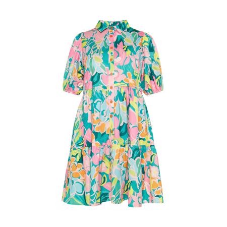 FELIPA FELIPA Blousejurk Fashion Look lichtblauw / jade groen / oranje / rosa