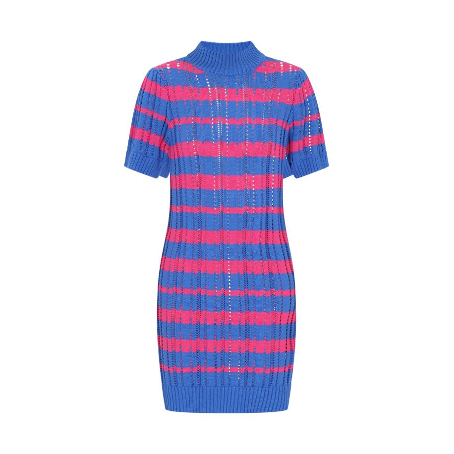 IZIA IZIA Gebreide jurk Boho blauw / pink -