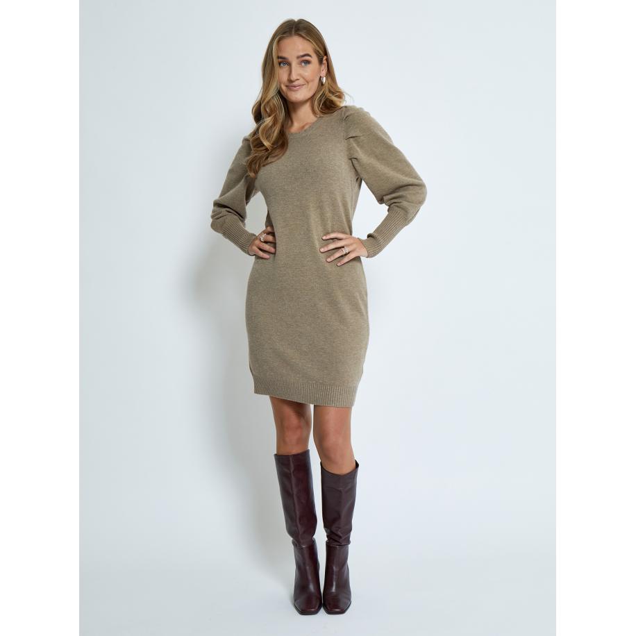 Peppercorn Peppercorn Gebreide jurk Anissa beige gemêleerd -