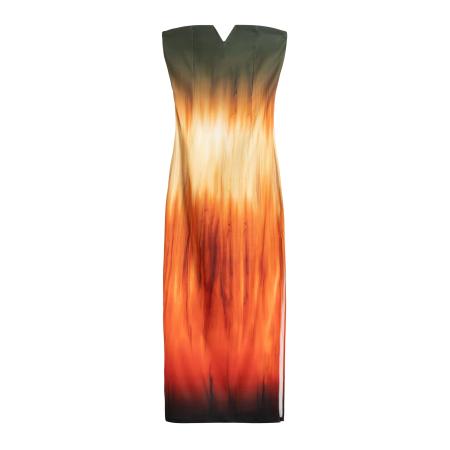 Bershka Bershka Jurk geel / donkergroen / donkeroranje / zwart