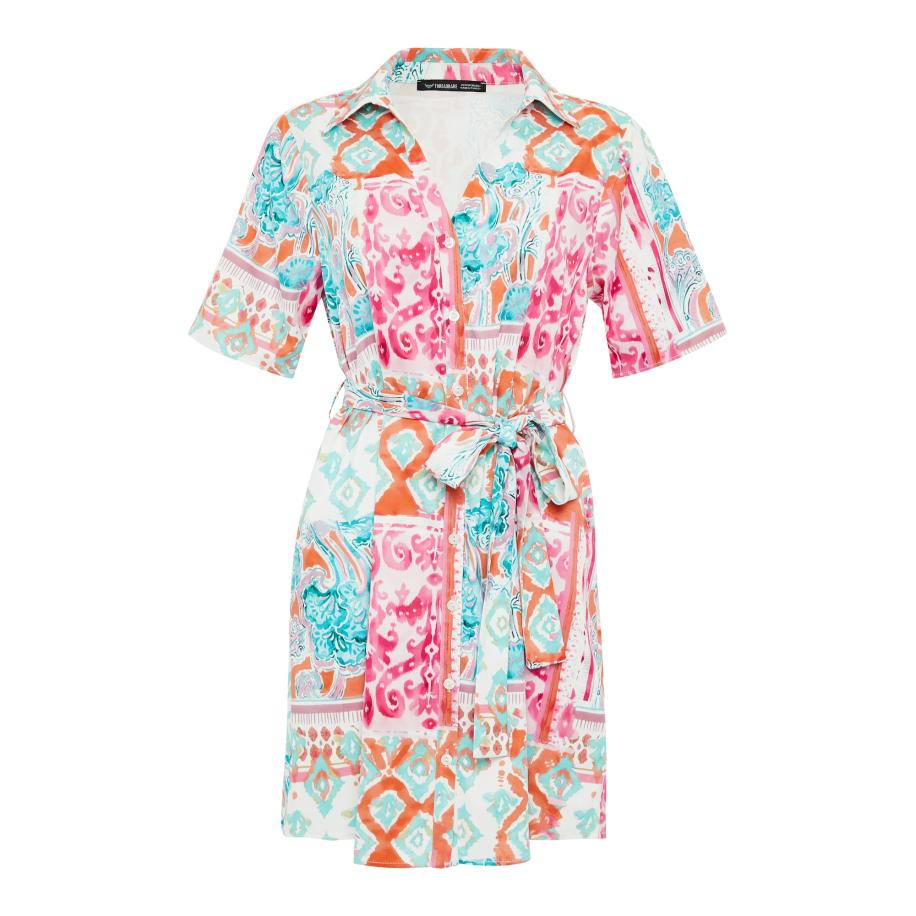 Threadbare Threadbare Blousejurk Creation mintgroen / oranje / pink / wit -