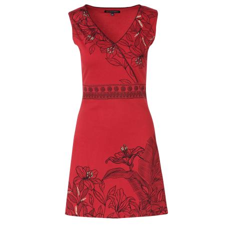 KOROSHI KOROSHI Jurk beige / rood / zwart