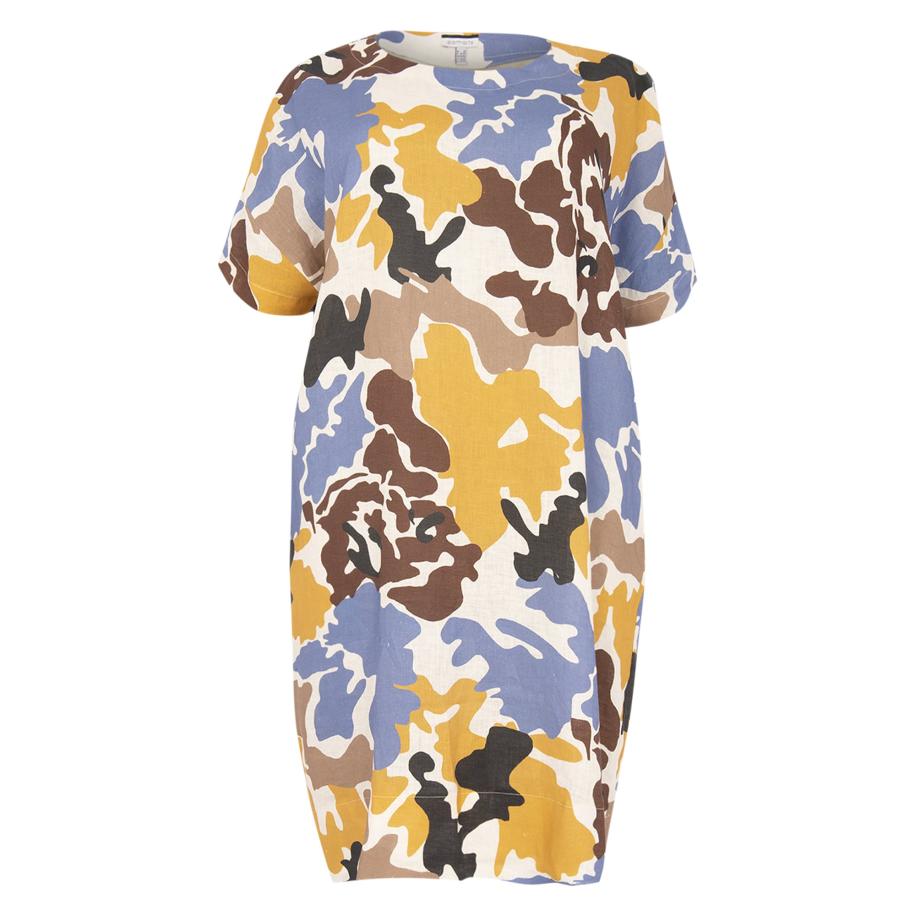 Yoek YOEK Jurk crème / duifblauw / bruin / honing / donkergroen -