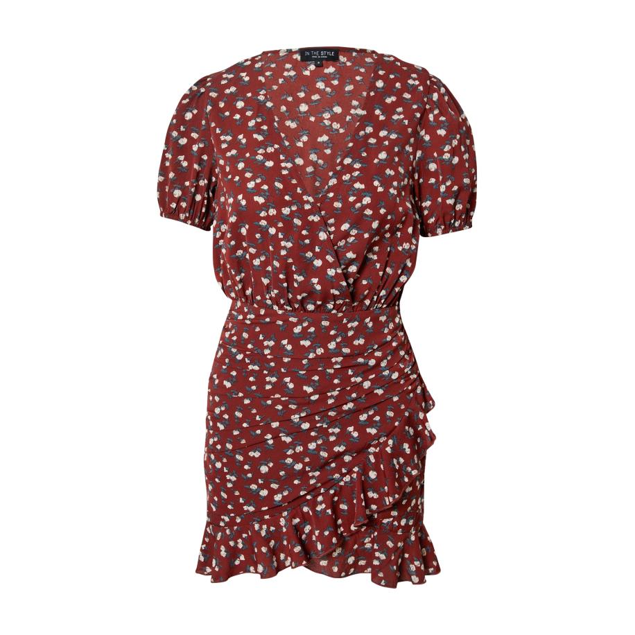 In The Style In The Style Jurk Billie beige / groen / donkerrood -