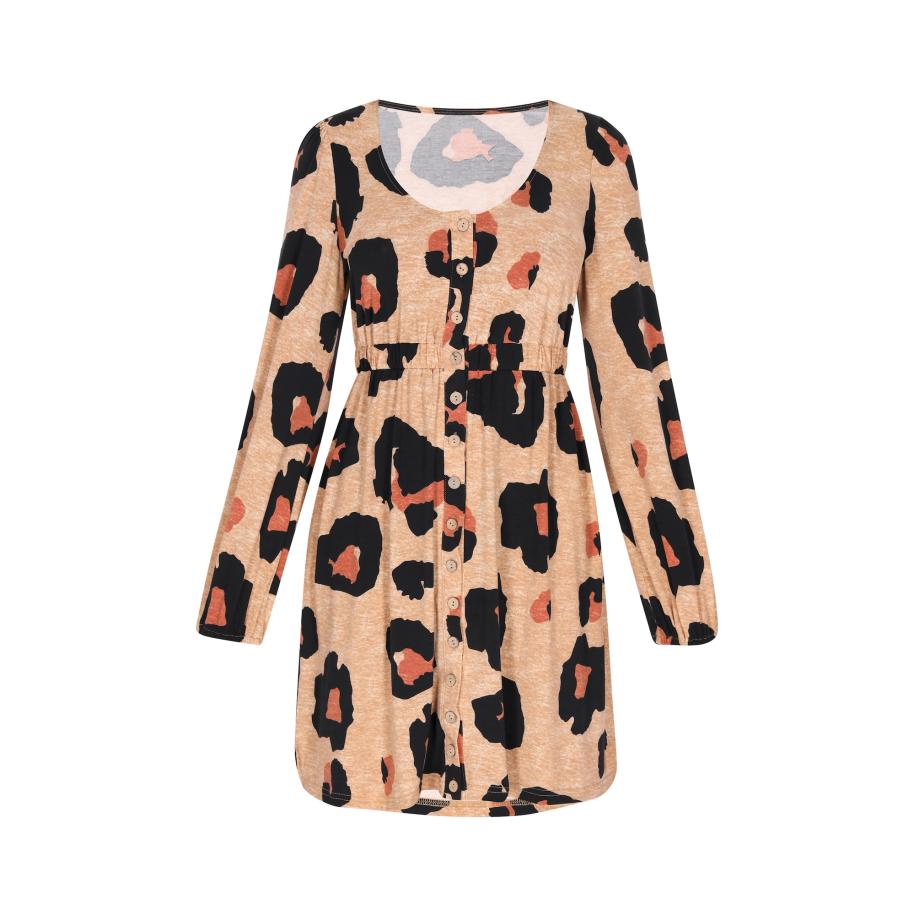 NALLY NALLY Jurk bruin / oranje / zwart -