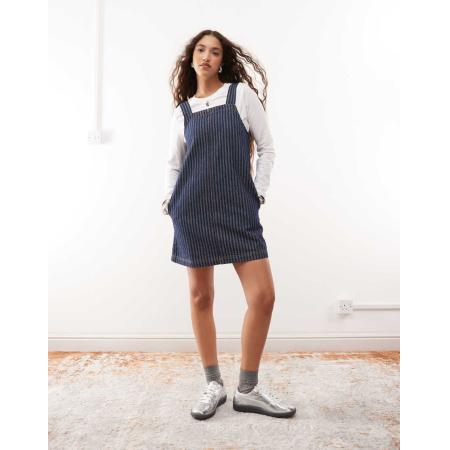 COLLUSION Denim overgooier-jurk in blauw met strepen