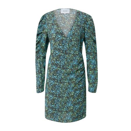 Minus minus Jurk Belia lichtblauw / limoen / zwart