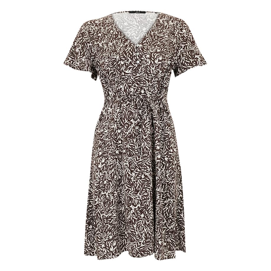 Zero zero Zomerjurk crème / donkerbruin -