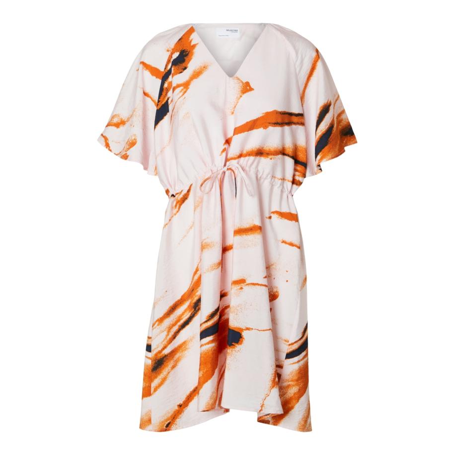 Selected SELECTED Jurk SLFATTIA donkeroranje / rosa / zwart -