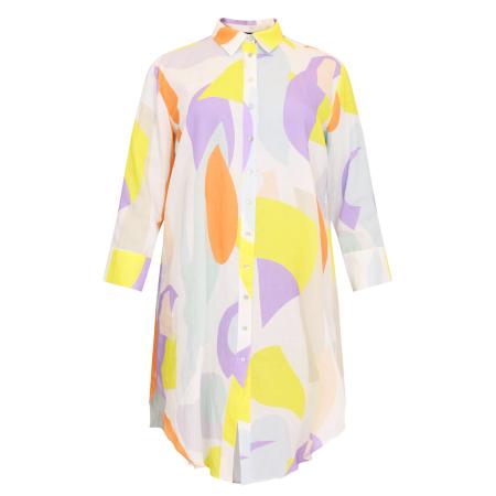 Yoek YOEK Blousejurk Flowly geel / lichtlila / oranje / wit