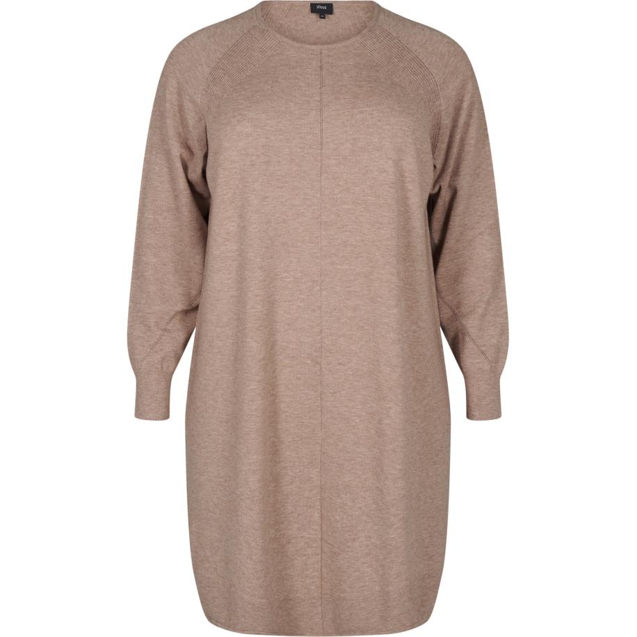 Zizzi Zizzi Gebreide jurk Caella lichtbruin -