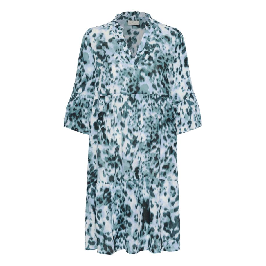 Kaffe Kaffe Jurk Hera Amber lichtblauw / kaki / spar / wit -