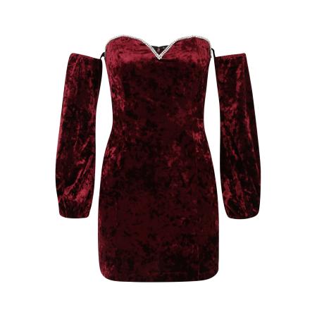 Forever New Forever New Petite Jurk Sylvie aubergine / wijnrood / zilver