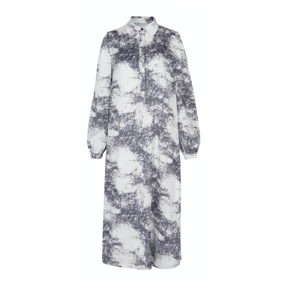 Aligne Aligne Blousejurk Ceciliana crème / mosterd / grafiet -