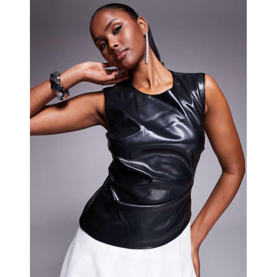 Forever New Maxi-jurk van PU met contrast in zwart-wit-Veelkleurig Multicolor