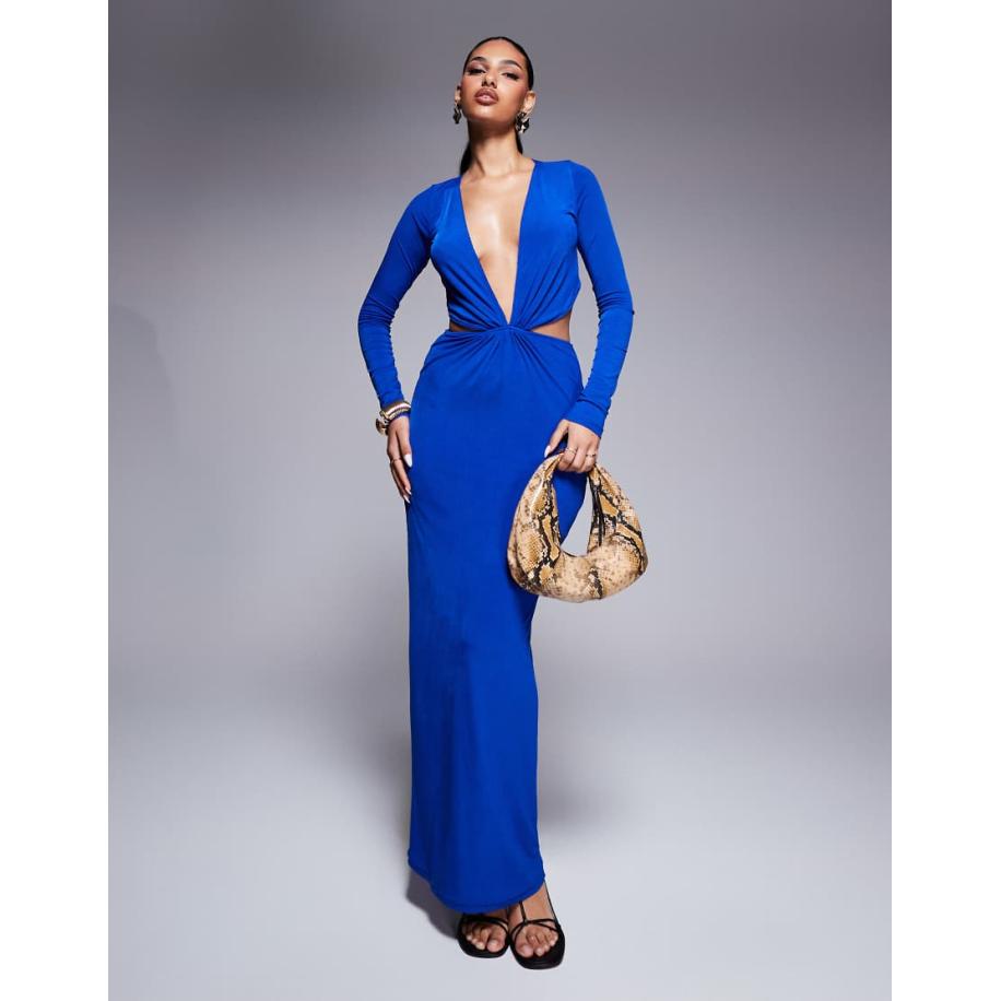 OW Collection Midnight Maxi jurk in blauw Blauw