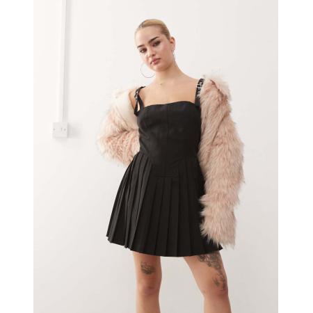 COLLUSION Mini overgooierjurk met gesp in zwart