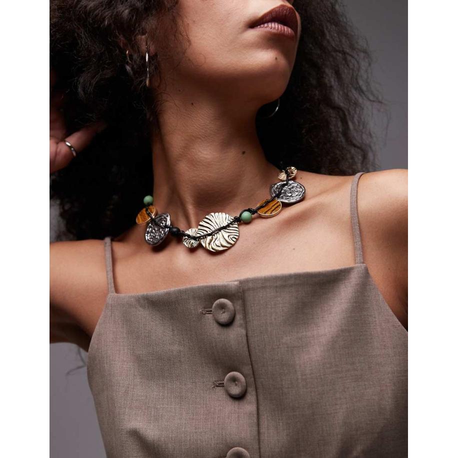 Topshop Nicole Ketting met disks in multi-Veelkleurig Multicolor