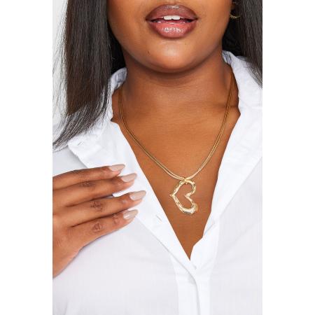 Yours Ketting Met Gehamerd Harthangertje In Goudsize One Size