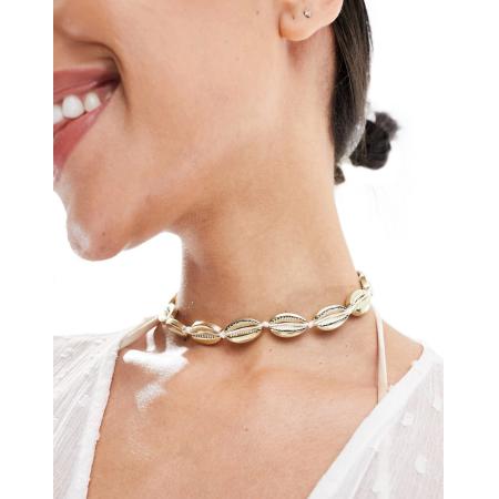 South Beach Choker-ketting met schelpjes in goud