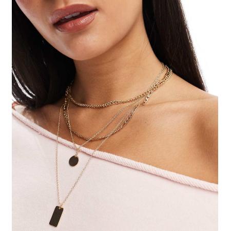 Pieces Schakelketting met meerdere rijen en hangertje in goud