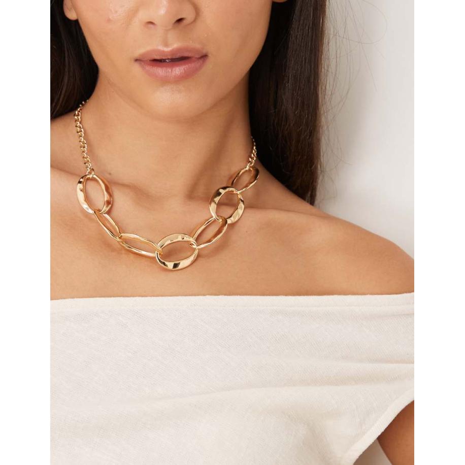 DesignB London Statement ketting met gesmolten schakels in goud Goud