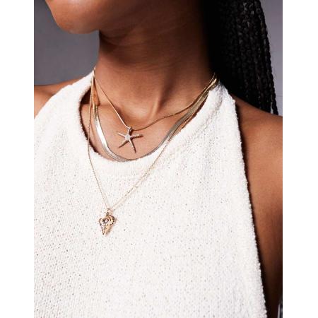 ALDO Seacharm Meerlaagse ketting met zeesterhangertje in goud