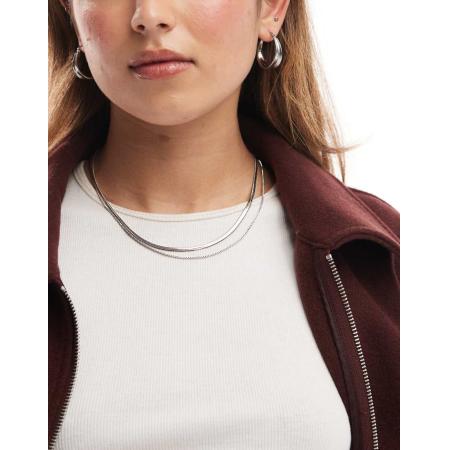 Pieces Gelaagde schakelketting in zilver