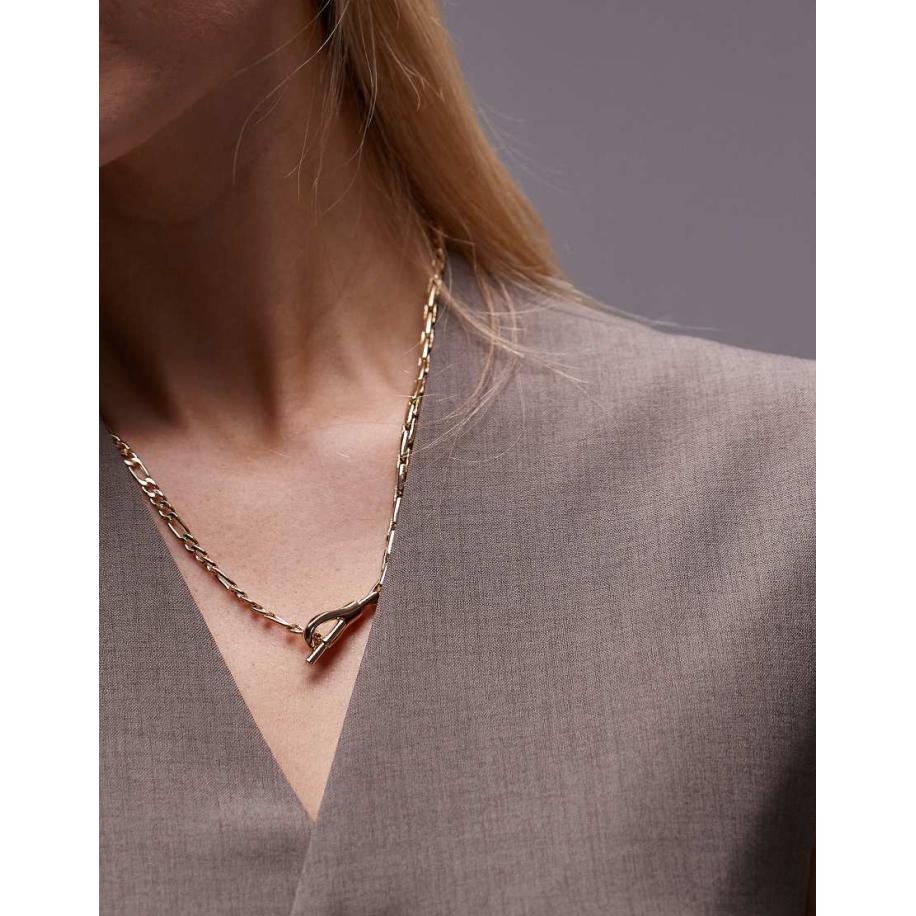 Topshop Nilo Ketting met verschillende texturen en T-staafje in goudkleur Goud
