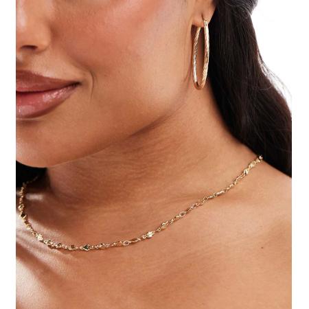 Pieces Curve Ketting in touwstijl met hartje in goud