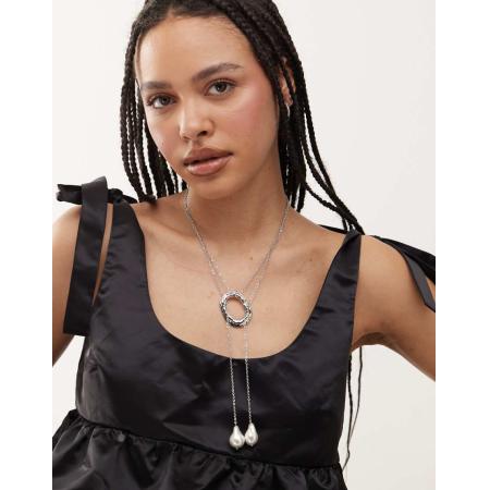 Petit Moments Sunset Statement lariat-ketting met parelhangertjes in zilver-Goud