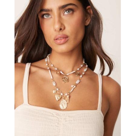 ASOS DESIGN Bedelketting met imitatiepareltjes in goudkleur