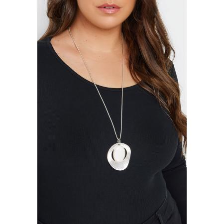 Yours Lange Ketting Met Open Hanger En Edelsteenhanger In Zilversize One Size