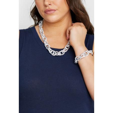 Yours Chunky Statement Ketting Met Textuur In Zilversize One Size