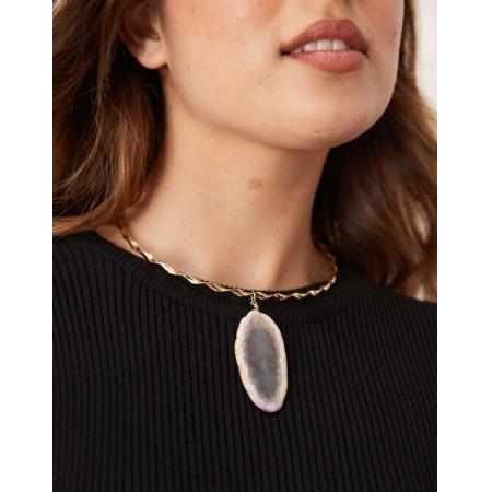 ASOS DESIGN Limited Edition Torque choker ketting met echte halfedelsteen in goudkleur