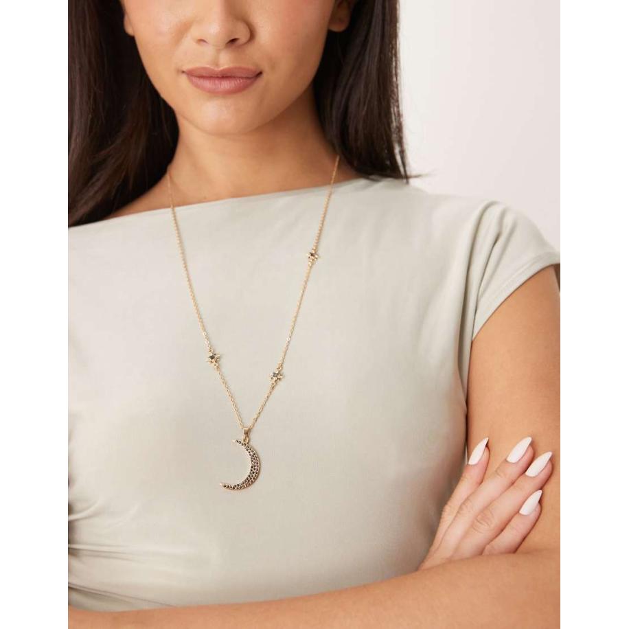 DesignB London Lange ketting met hanger met kristallen in goud Goud