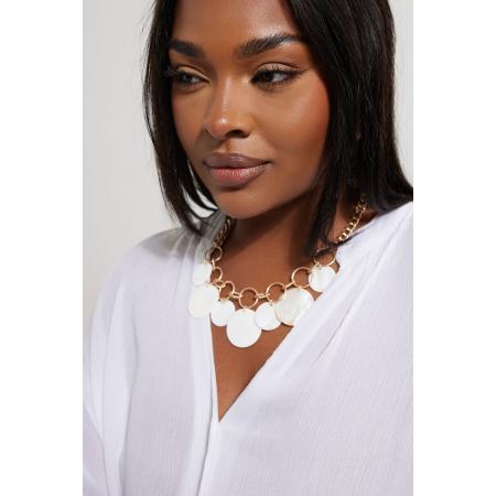 Yours Gold Tone Shell Disc Chain Necklace Size One Size