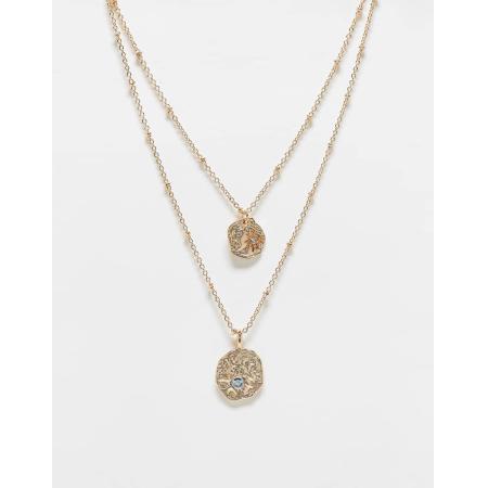 ASOS DESIGN Meerlaagse ketting met schakels en astrologische hangertjes in goudkleur