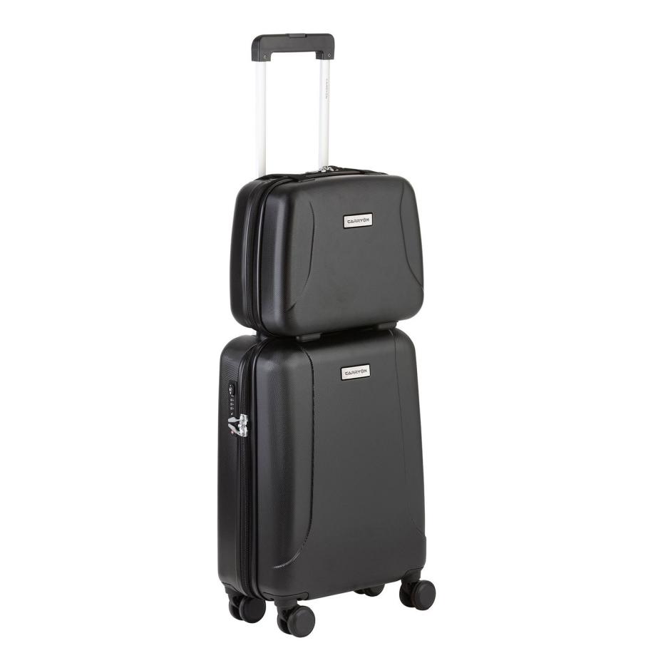 CarryOn Skyhopper 4 Wiel Trolley 55 + Beautycase Set black Zwart