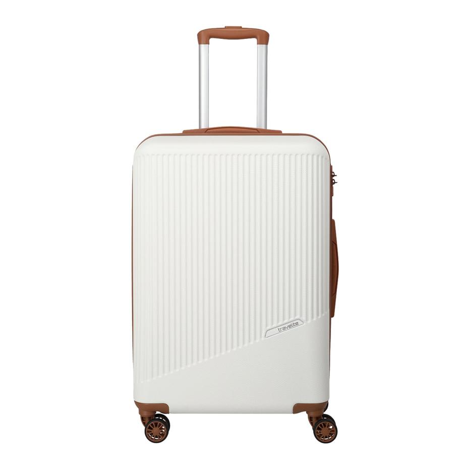 Travelite Bali 4 Wiel Trolley M white/cognac Wit