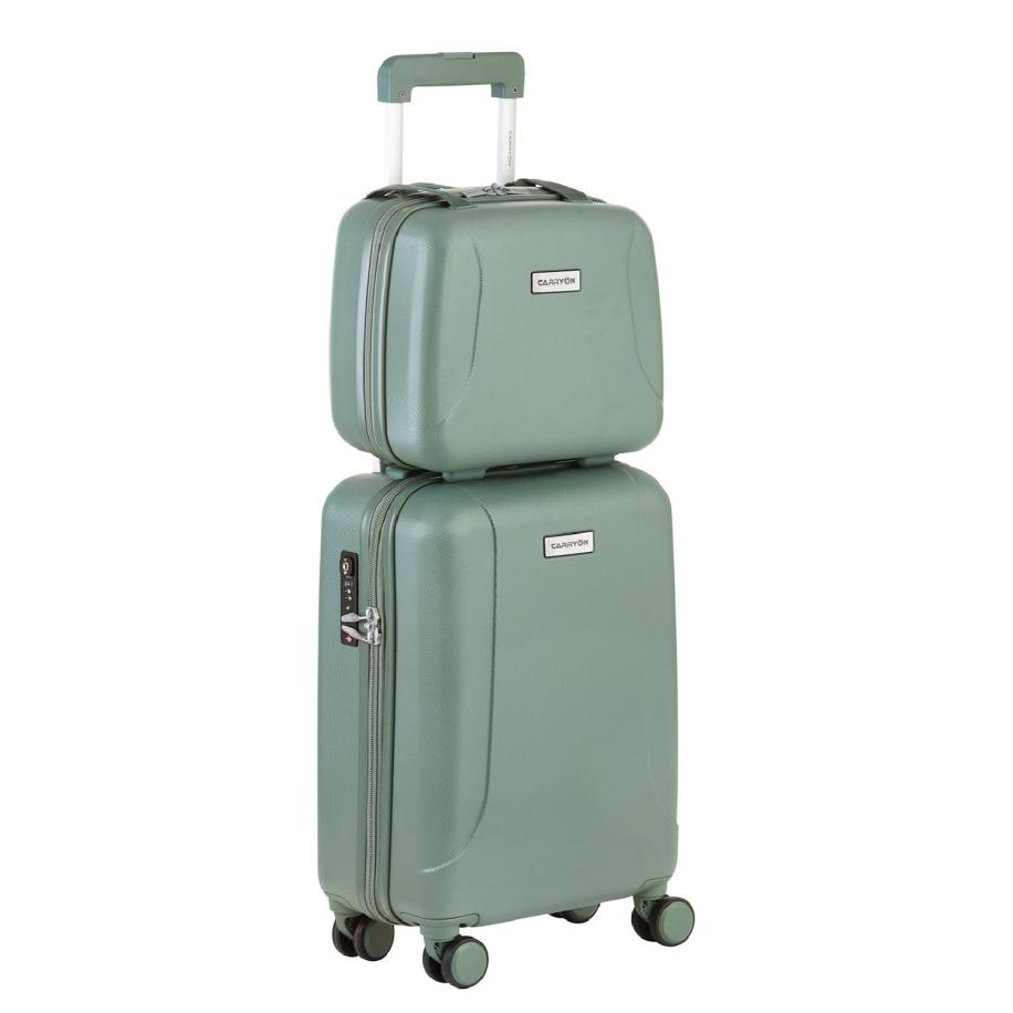 CarryOn Skyhopper 4 Wiel Trolley 55 + Beautycase Set olive Groen