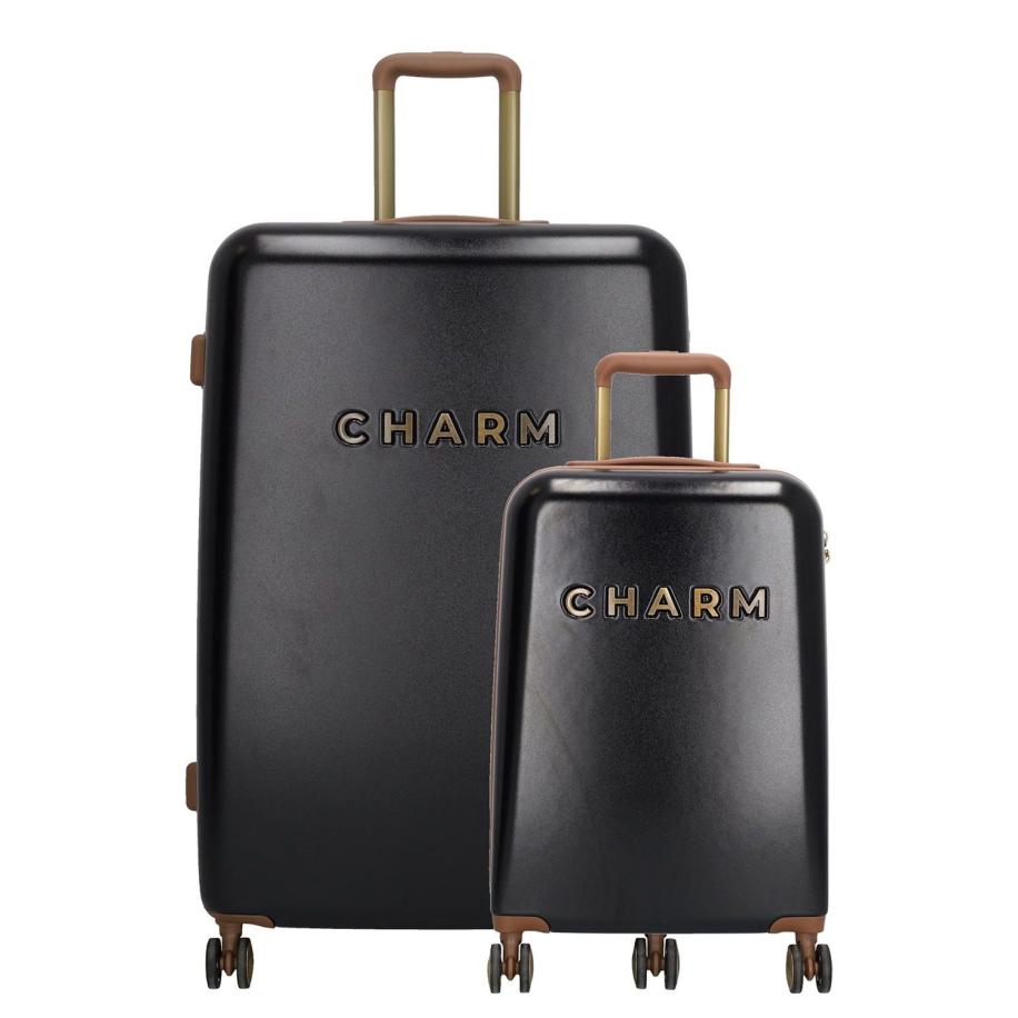 Charm London Travel Trolley Set zwart Zwart