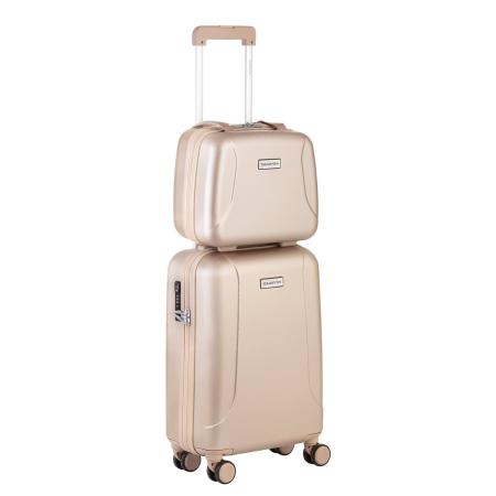 CarryOn Skyhopper 4 Wiel Trolley 55 + Beautycase Set champagne